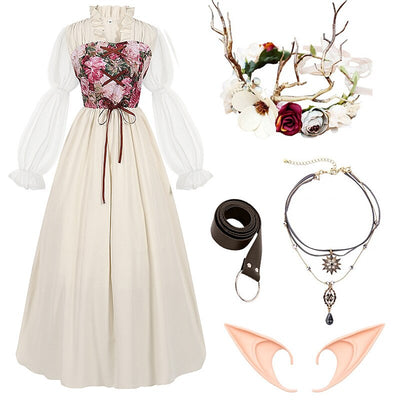 Renaissance Fairy Costume Dress with ACCs