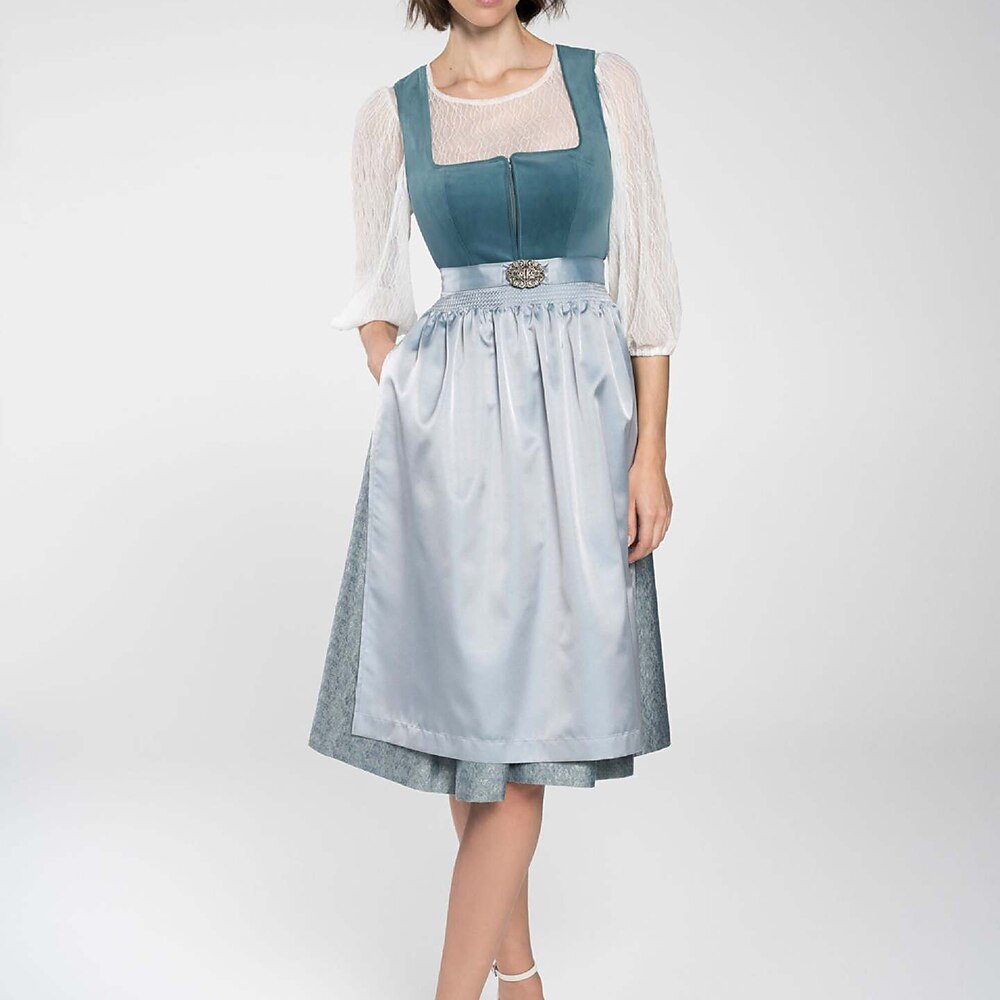 Oktoberfest Blue Classic Dirndl Dress with Apron