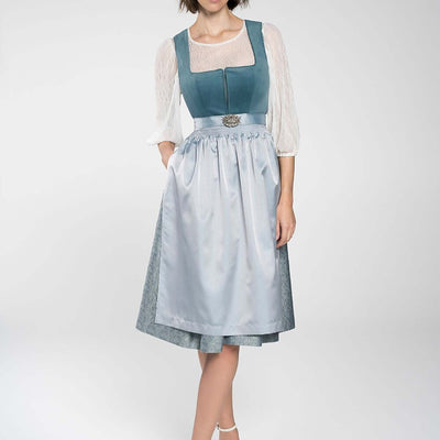 Oktoberfest Blue Classic Dirndl Dress with Apron