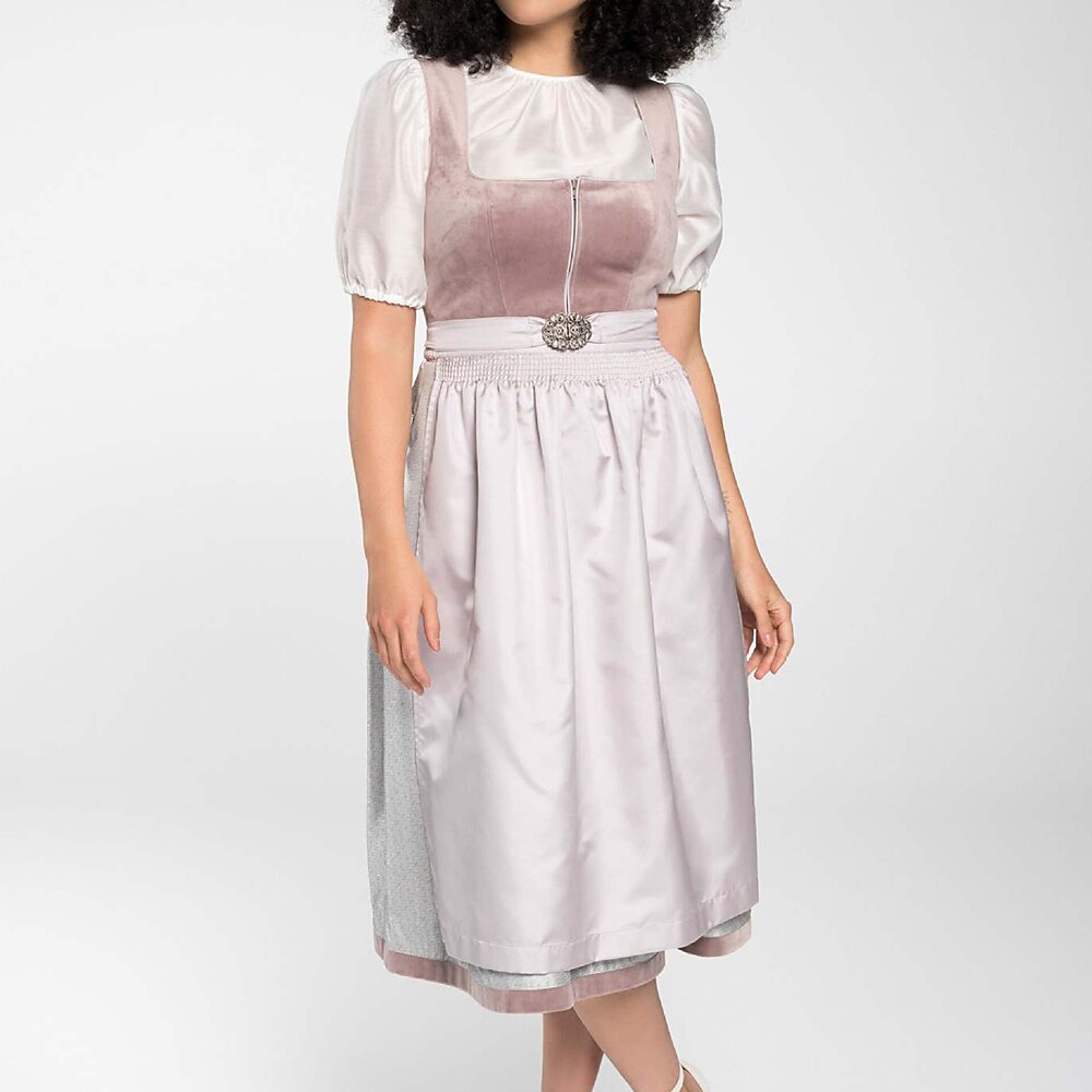 Oktoberfest Pink Dirndl Dress with Apron