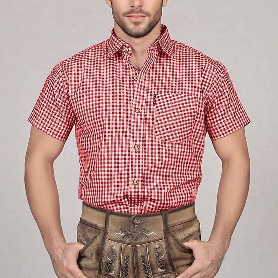 Men's Oktoberfest Gingham Short Sleeve Shirt