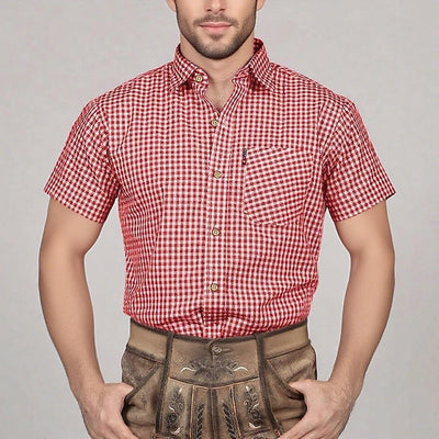 Men's Oktoberfest Gingham Short Sleeve Shirt