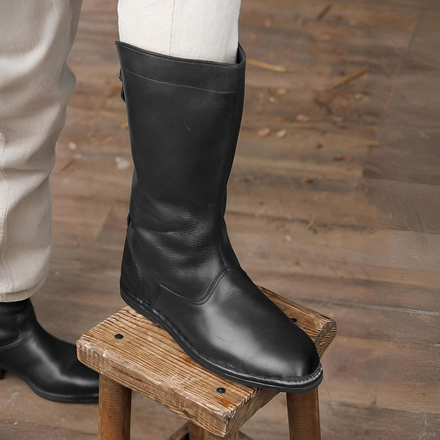 Medieval Style Plain Rider Style Tall Shoes