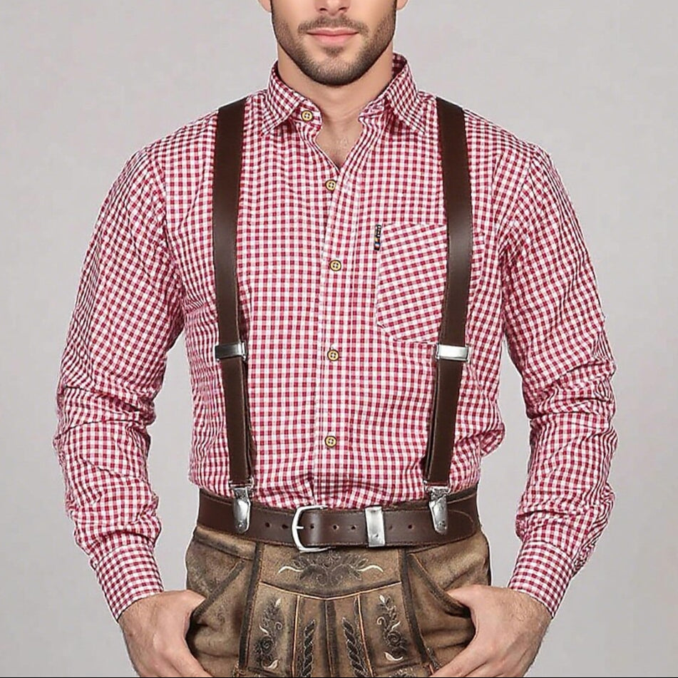 Men's Oktoberfest Gingham Long Sleeve Shirt
