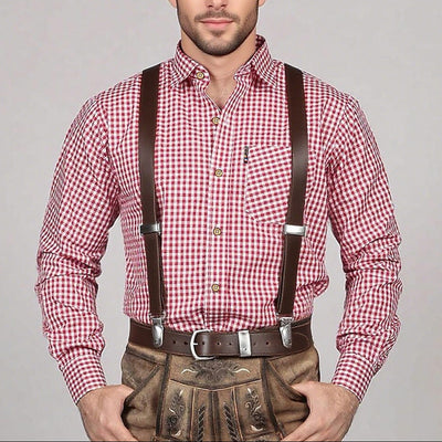 Men's Oktoberfest Gingham Long Sleeve Shirt