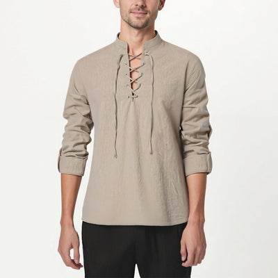 Pirate Style Cotton-Linen Blend Shirt
