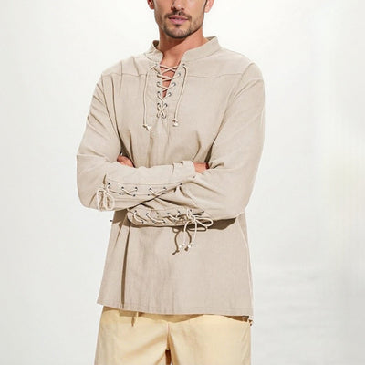 Pirate Style Lace-up Design Shirt
