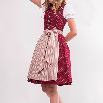 Oktoberfest Red Polka-dot Dirndl with Apron