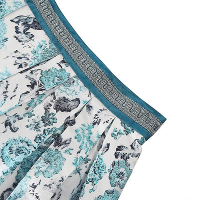 Bavarian-Inspired Blue Floral Midi Skirt