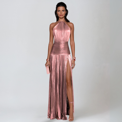 NEFIRA  | Langes metallisiertes Kleid