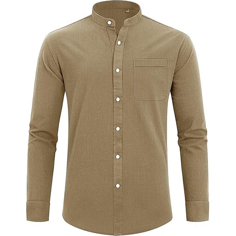 Men's Oktoberfest Solid Band Collar Shirt