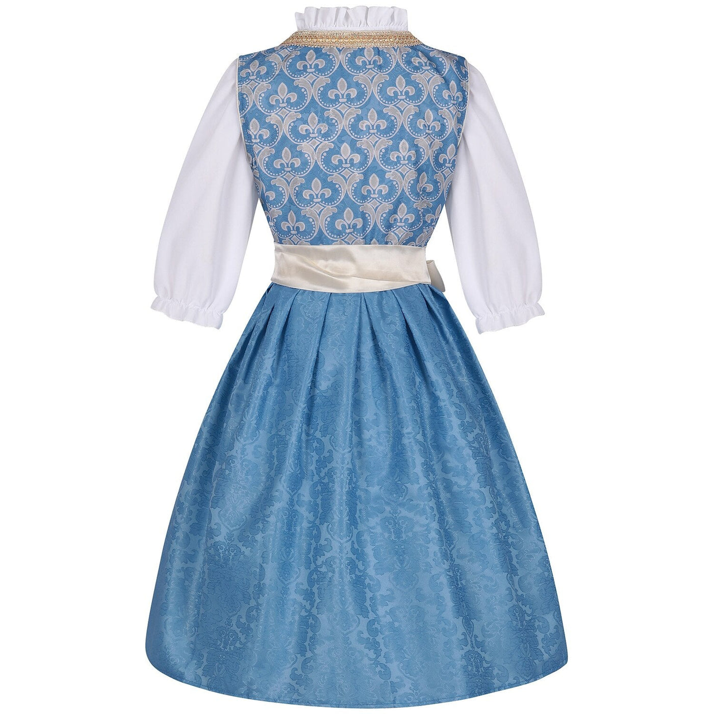 Oktoberfest Costume Blue Dirndl Dress with Blouse and Lace Apron