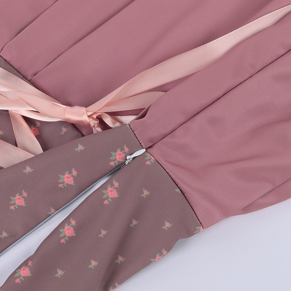 Oktoberfest Embroidery Dirndl Costume with Lace Apron