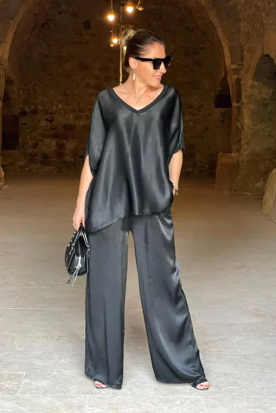 Britt | Elegantes zweiteiliges Satinset für stilbewusste Frauen