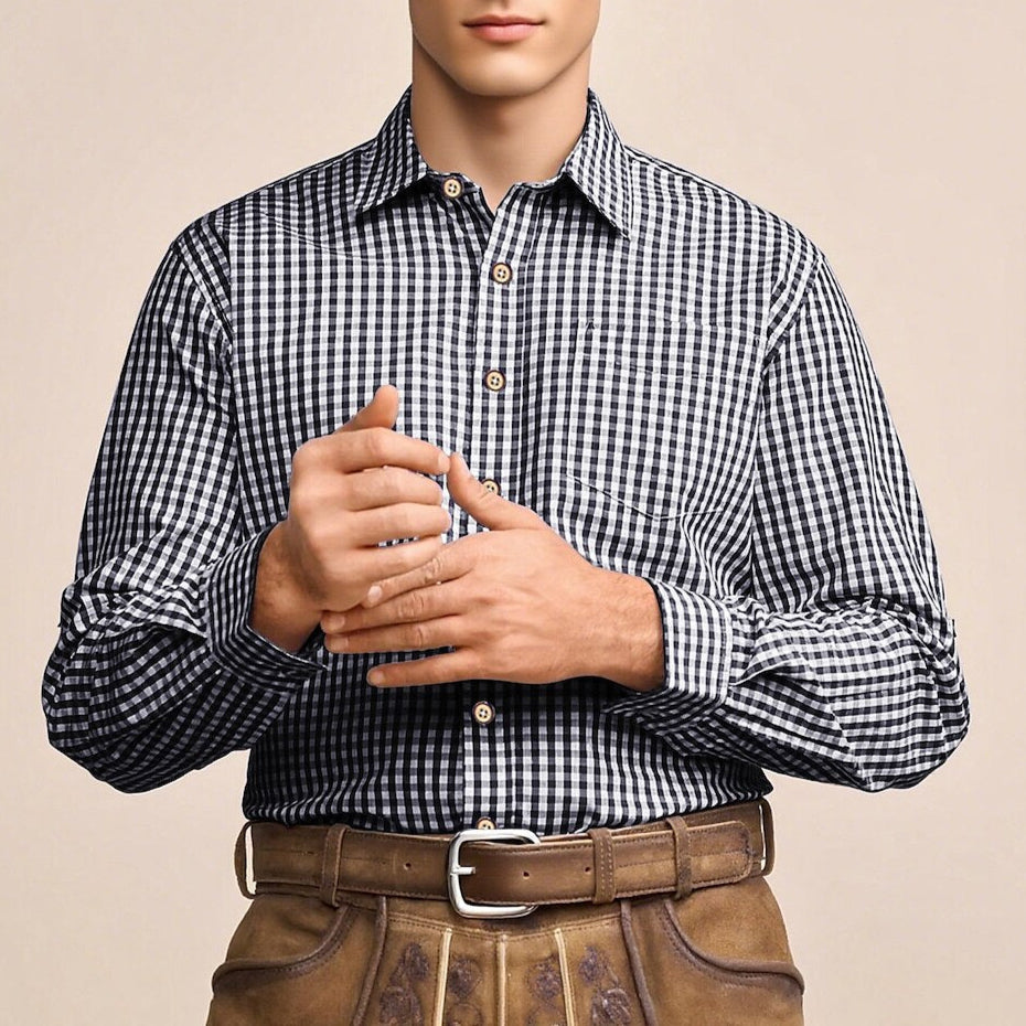 Men's Oktoberfest Gingham Long Sleeve Shirt