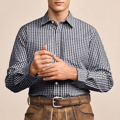 Men's Oktoberfest Gingham Long Sleeve Shirt