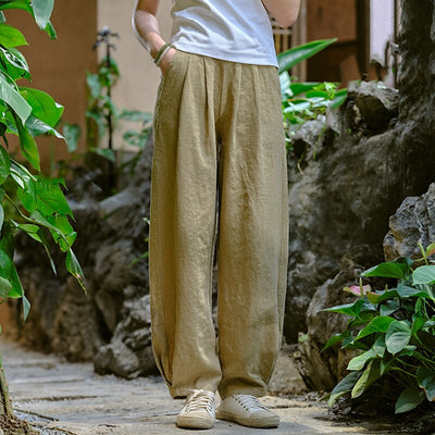 Classic Loose Wide-Leg Cotton Linen Pants