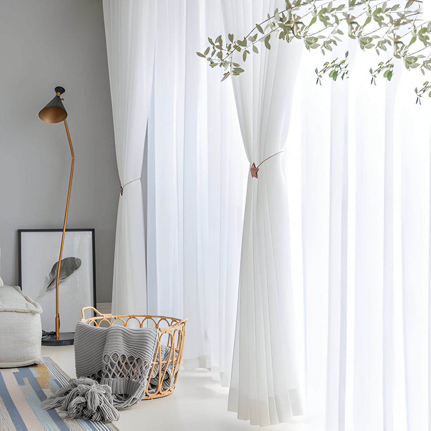 HikariVeil Vorhänge - Japan-Stil Halbdurchsichtige Sichtschutzvorhänge