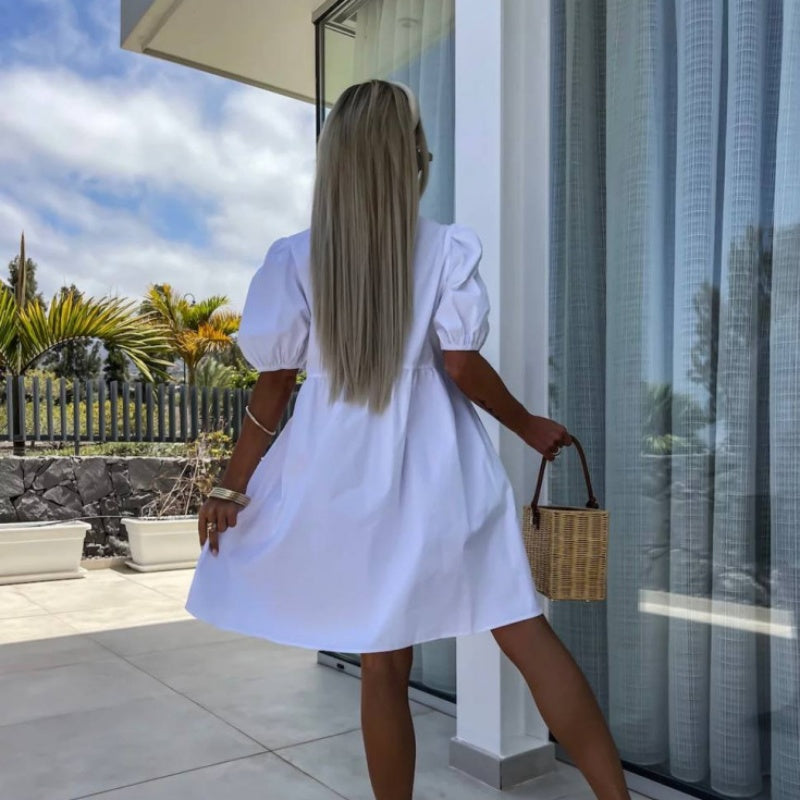 Oana – Stilvolles Kleid Mit Schleife Und Puffärmeln