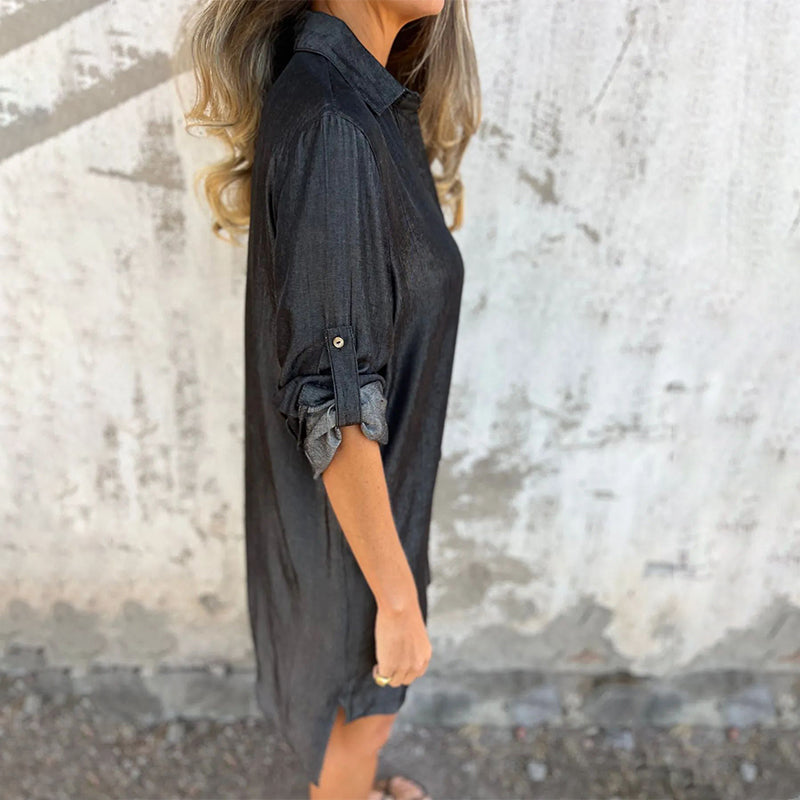 Moniek™ | Bequemes Jeanshemdkleid