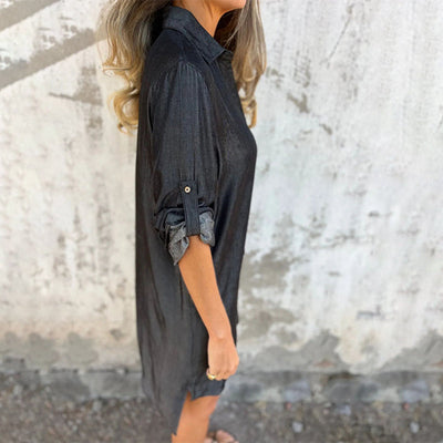 Moniek™ | Bequemes Jeanshemdkleid