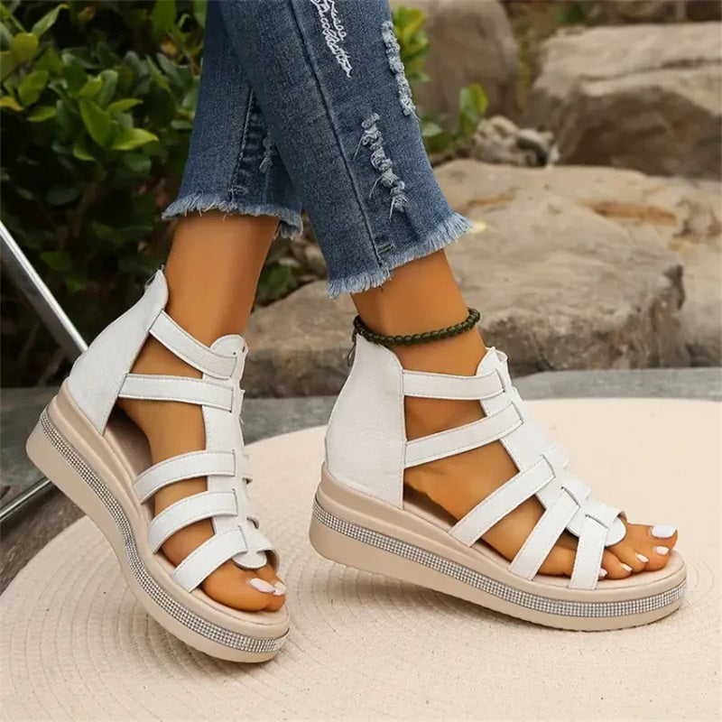 Plateau Sandalen für Damen - Bequeme Sandaletten mit fußbett für Sommer
