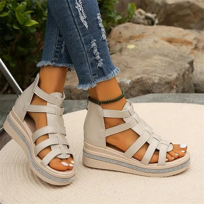 Plateau Sandalen für Damen - Bequeme Sandaletten mit fußbett für Sommer