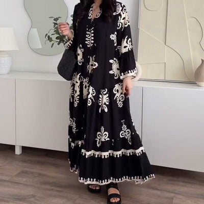 Langes Boho-Kleid für Damen mit eleganter Ausstrahlung - Caelyna