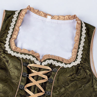 Oktoberfest Vintage Dirndl Costume with Embroidered Apron and Blouse