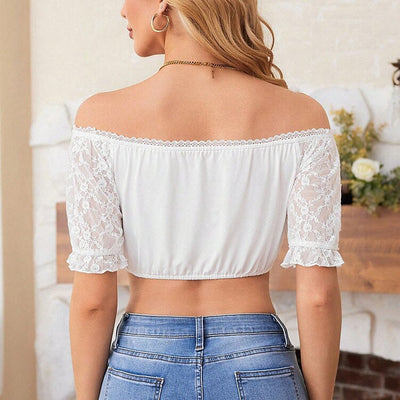 Oktoberfest Traditional Dirndl Blouse with Lace Sleeve