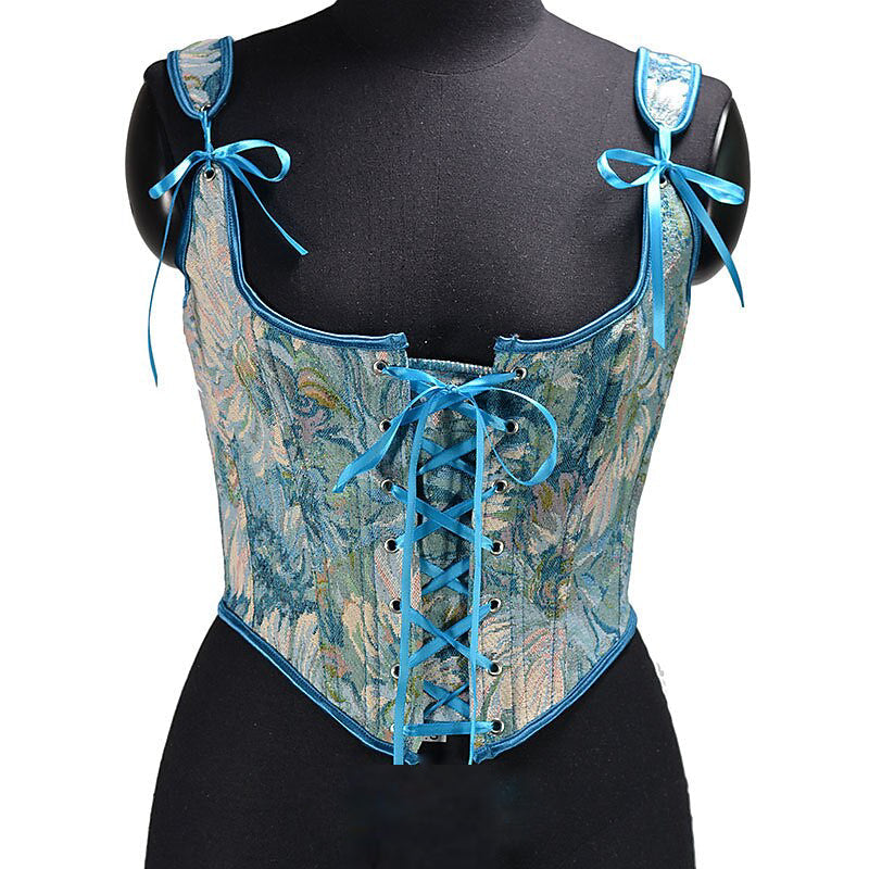 Renaissance Style Floral Lace Design Corset Vest