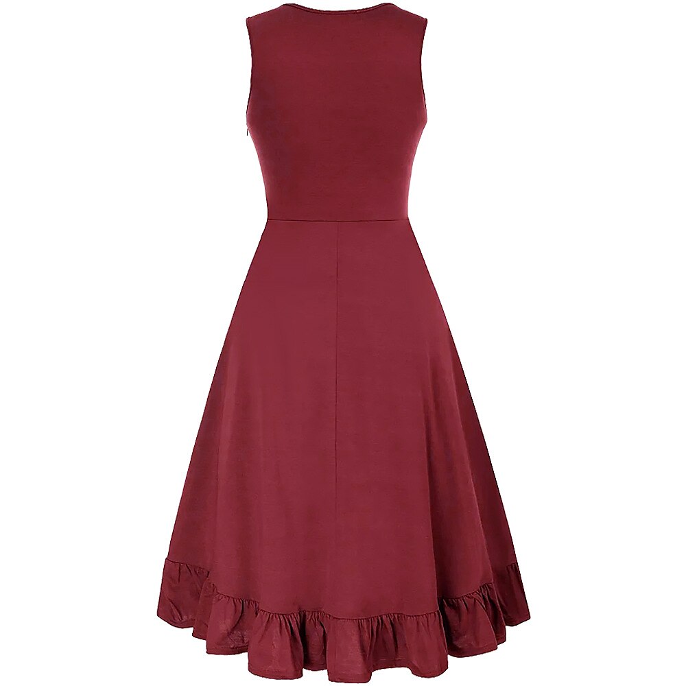 Renaissance Style Sleeveless Dress with Lace-up Waist