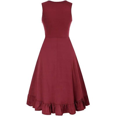 Renaissance Style Sleeveless Dress with Lace-up Waist