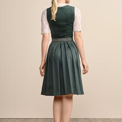 Oktoberfest Dark Green Dirndl Dress with Apron