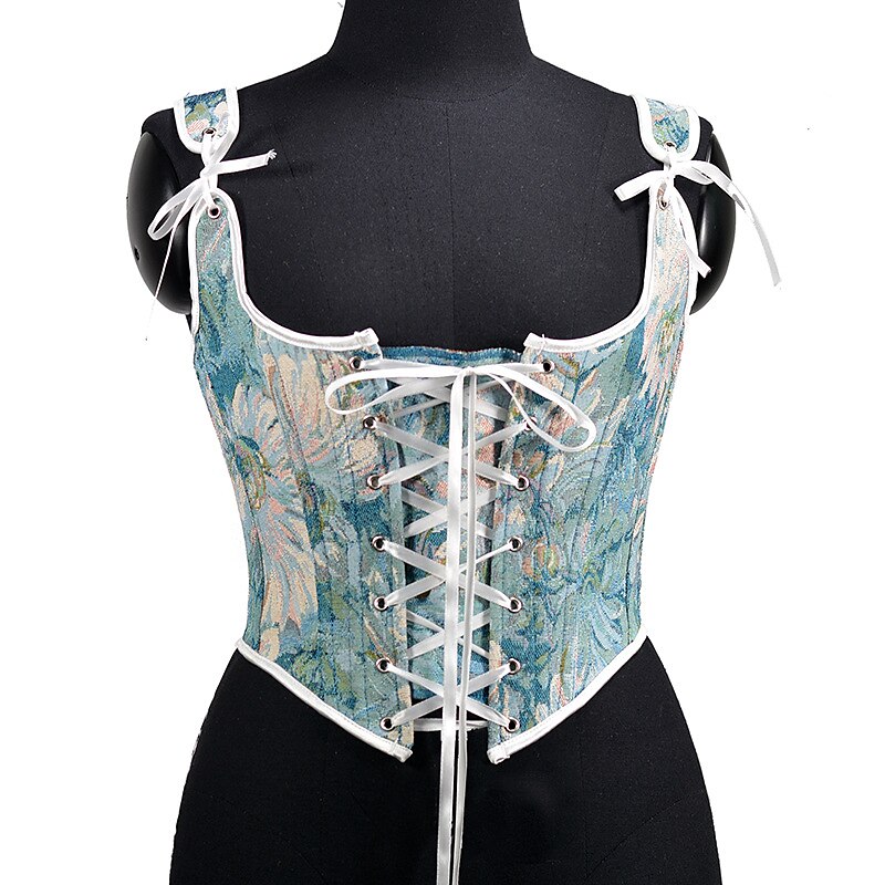 Renaissance Style Floral Lace Design Corset Vest