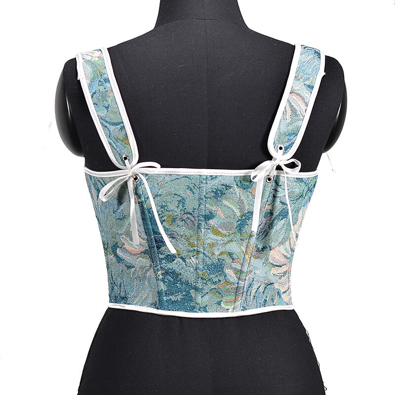 Renaissance Style Floral Lace Design Corset Vest