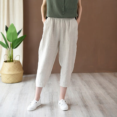 Classic Loose Fit Cotton Linen Blend Pants