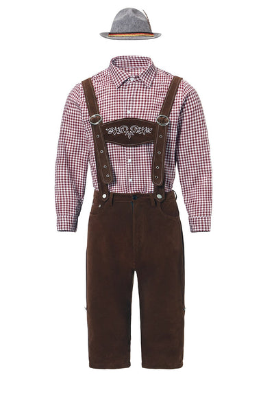 Men's Bavarian Oktoberfest Costume Set with Shirt, Suspenders and Alpine Hat
