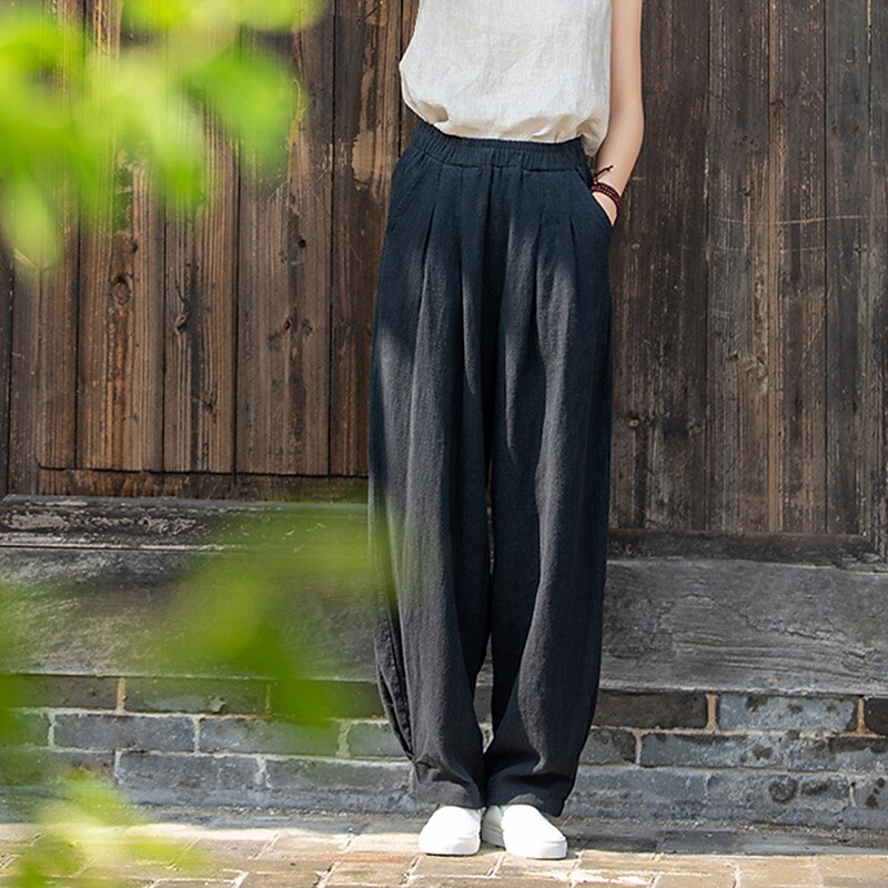 Classic Loose Wide-Leg Cotton Linen Pants