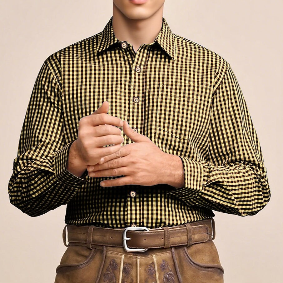 Men's Oktoberfest Gingham Long Sleeve Shirt