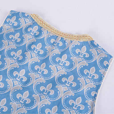 Oktoberfest Costume Blue Dirndl Dress with Blouse and Lace Apron