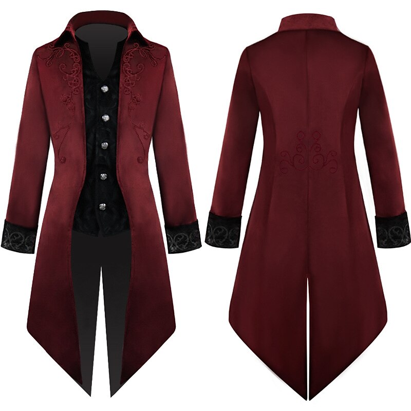Men's Retro Vintage Steampunk Embroidered Tailcoat