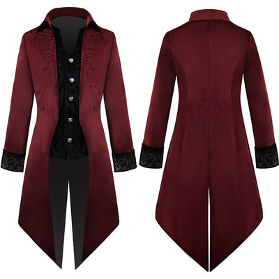 Men's Retro Vintage Steampunk Embroidered Tailcoat