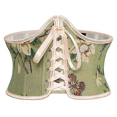 Retro Lace-up Waistband Zip-up Back Belt