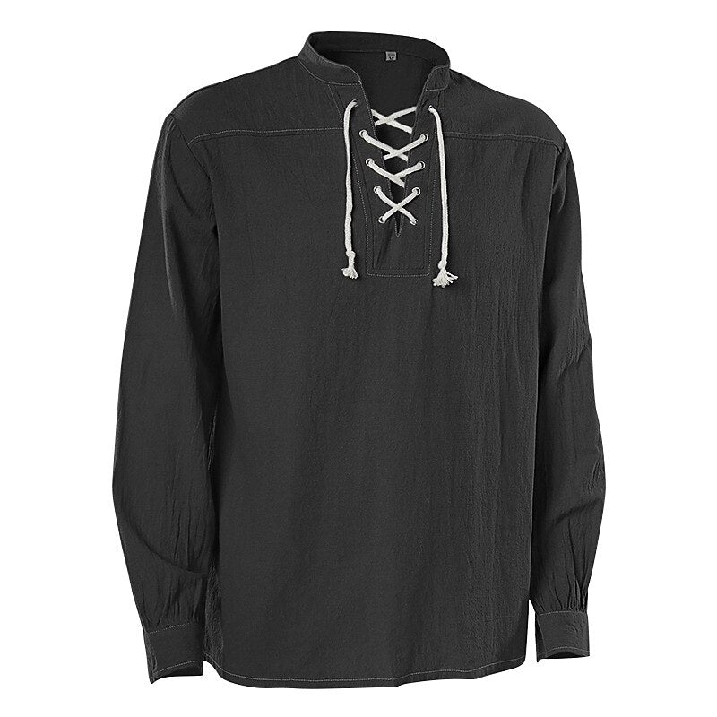 Pirate Style Lace-Up Poet Blouse