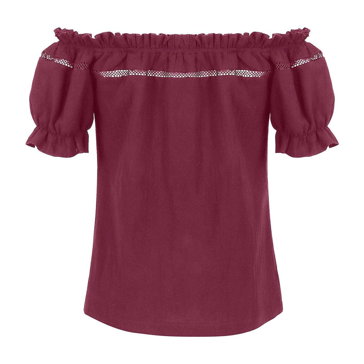 Renaissance Crew Neck Off Shoulder Lace-up Tops