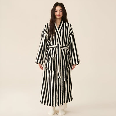 PlushWrap Robe - Winter Gestreift Robe Pyjama Set für Paare