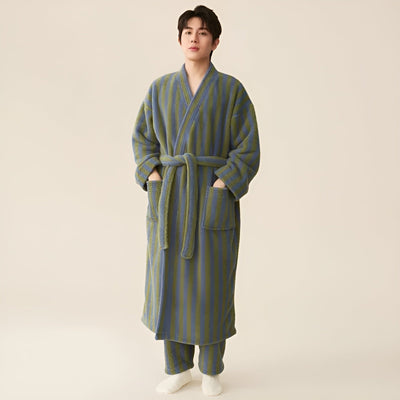 PlushWrap Robe - Winter Gestreift Robe Pyjama Set für Paare
