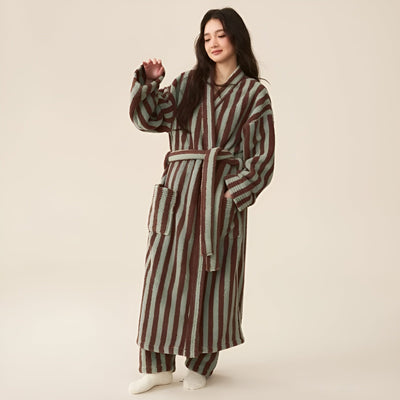 PlushWrap Robe - Winter Gestreift Robe Pyjama Set für Paare