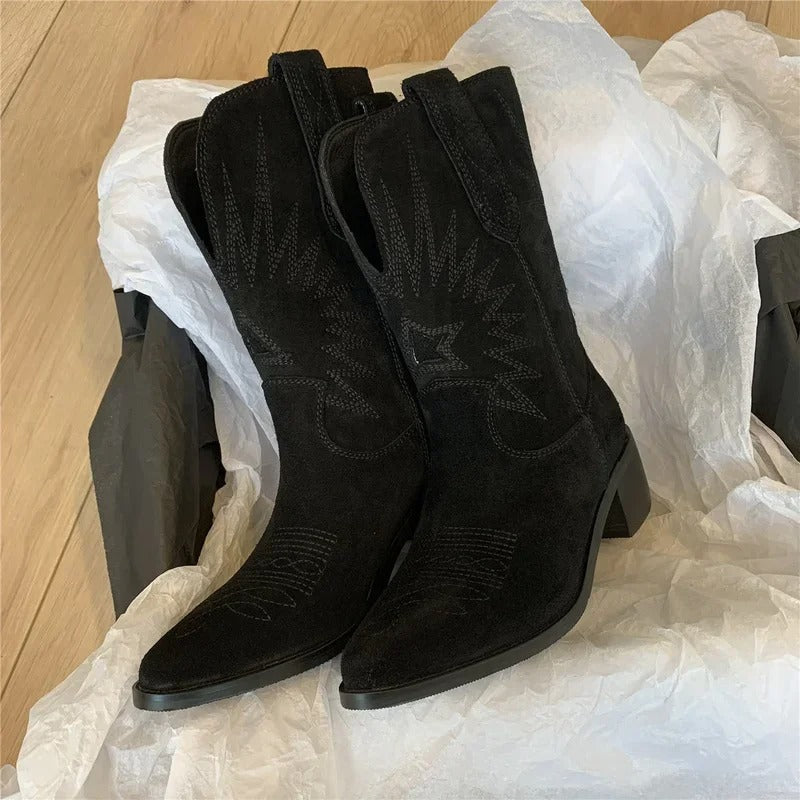 Bestickte Westernstiefel Für Damen | Wadenlang